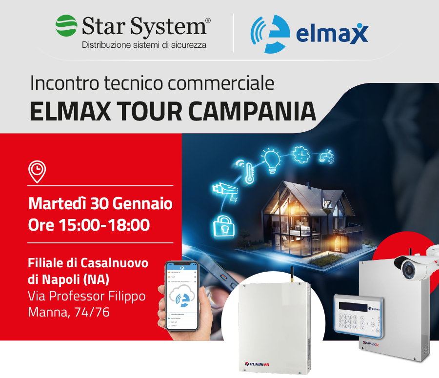 Incontro tecnico commerciale ELMAX TOUR CAMPANIA - Martedì 30 Gennaio - Ore 15:00-18:00 - Filiale di Casalnuovo di Napoli: Via Professor Filippo Manna, 74/76